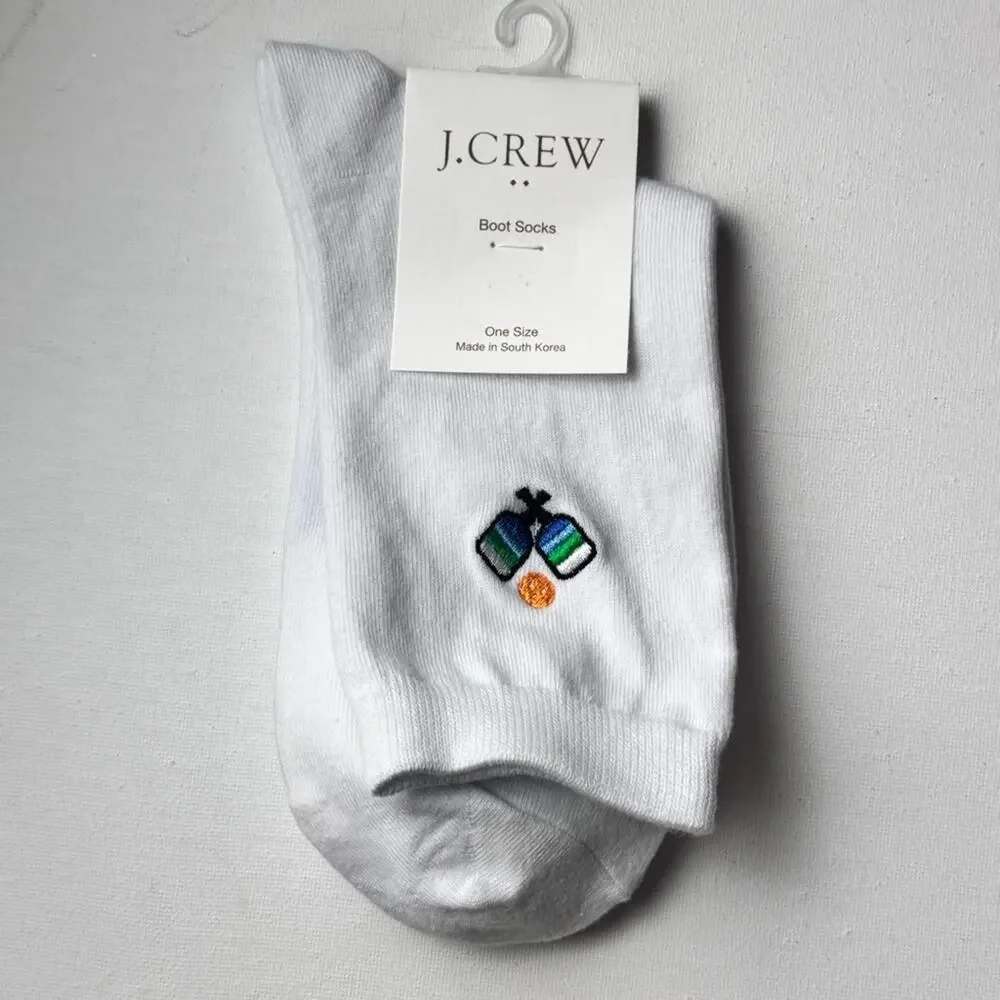 J.Crew Women's Pickleball White Graphic Crew Style Socks  NWT